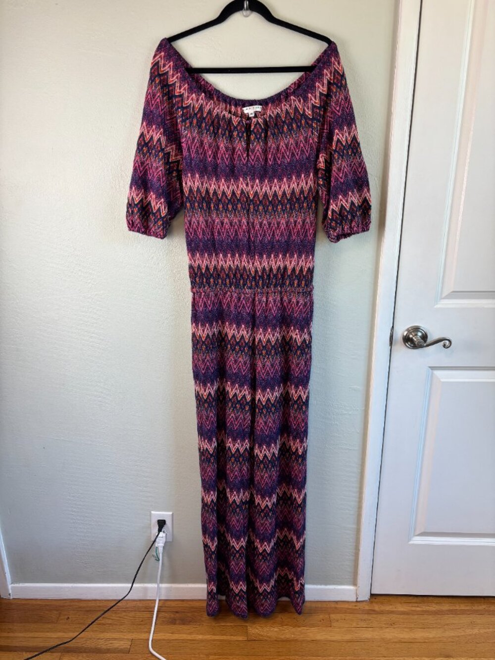 Bundle 2/$30! Trina Turk M Chevron Knit Jumpsuit Purple Pink EUC No Belt